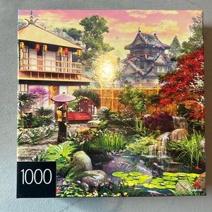 1000 piece puzzle with Japanese garden illustration